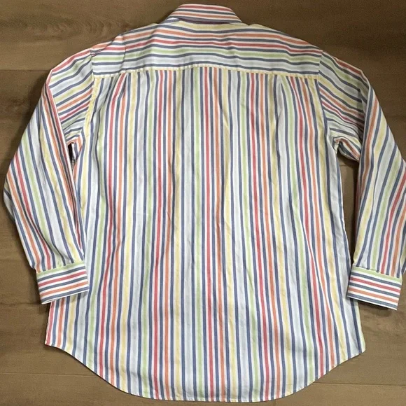 T Harris London Men XXL Multi Striped Button Up LS Shirt Cotton Office Business - Picture 5 of 9